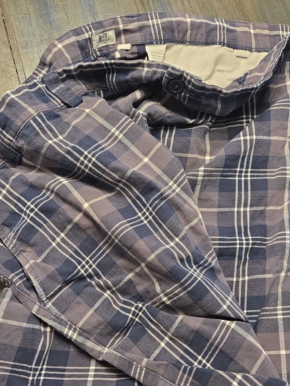 Plaid Button-Up Shirt in Blue and Gray